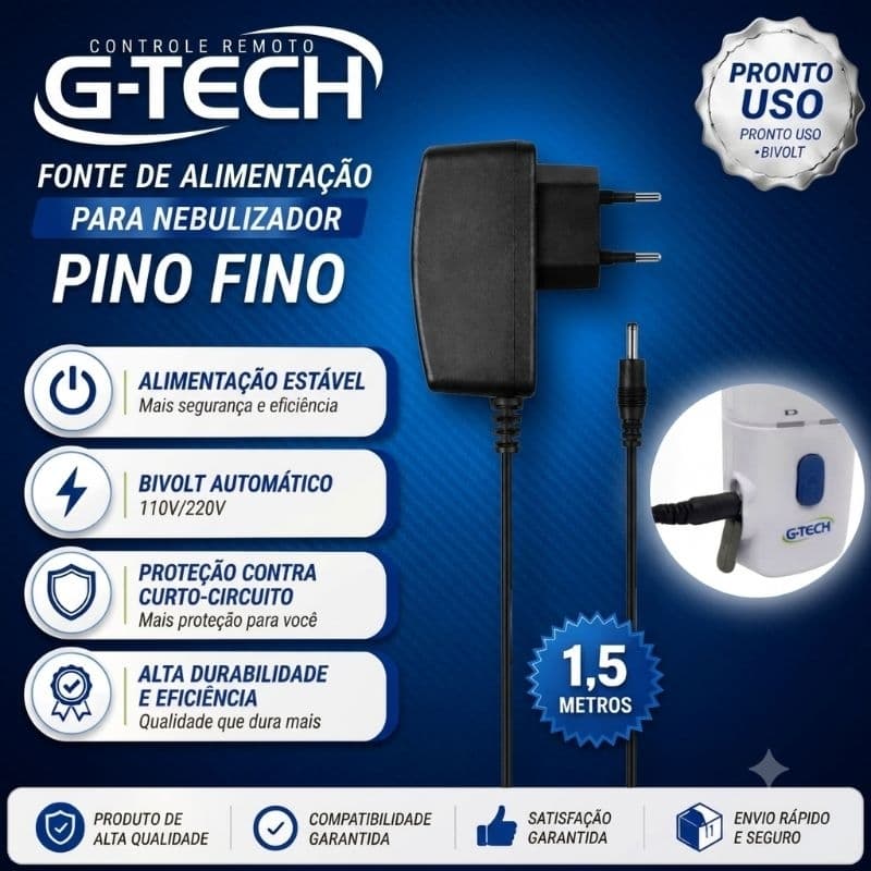 Cabo Carregador Nebulizadores  G-tech 1 e 2 - 5V - Fio Longo  cód p4m