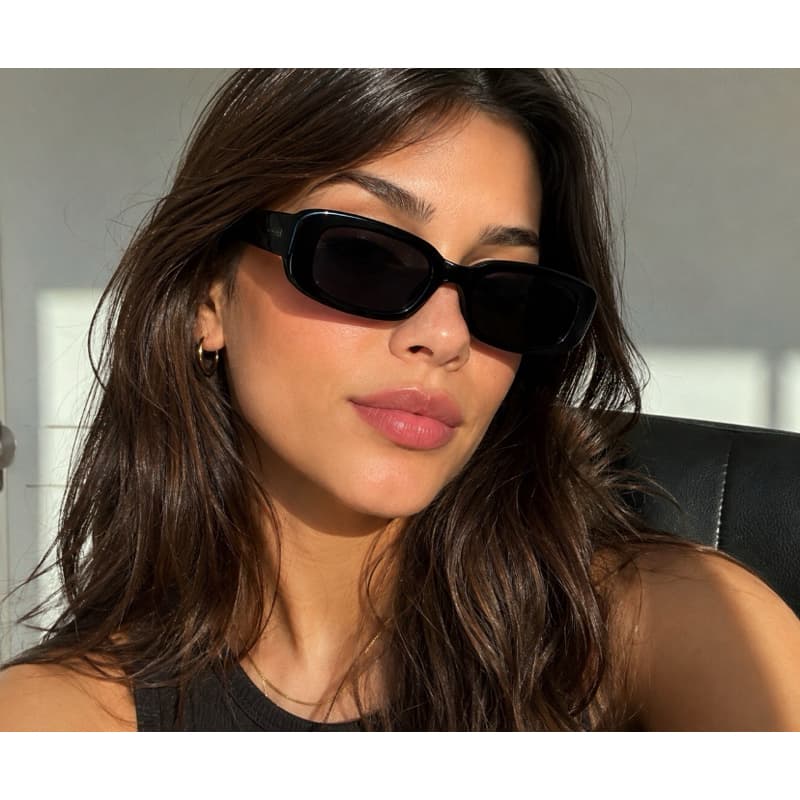 Óculos De Sol Retangular Retrô Preto Proteção UV400 Unissex Blogueira Moda Vintage Hype Solar