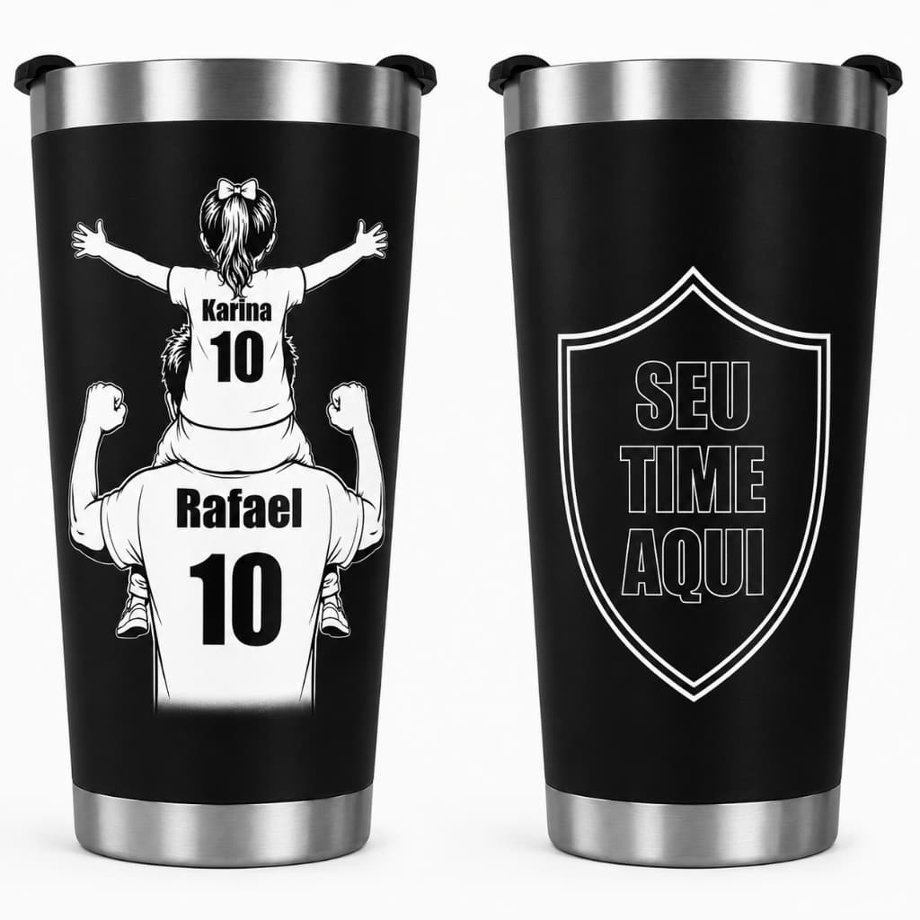 Copo termico Personalizado DIA DOS PAI -  filho & pai + escudo do time!!