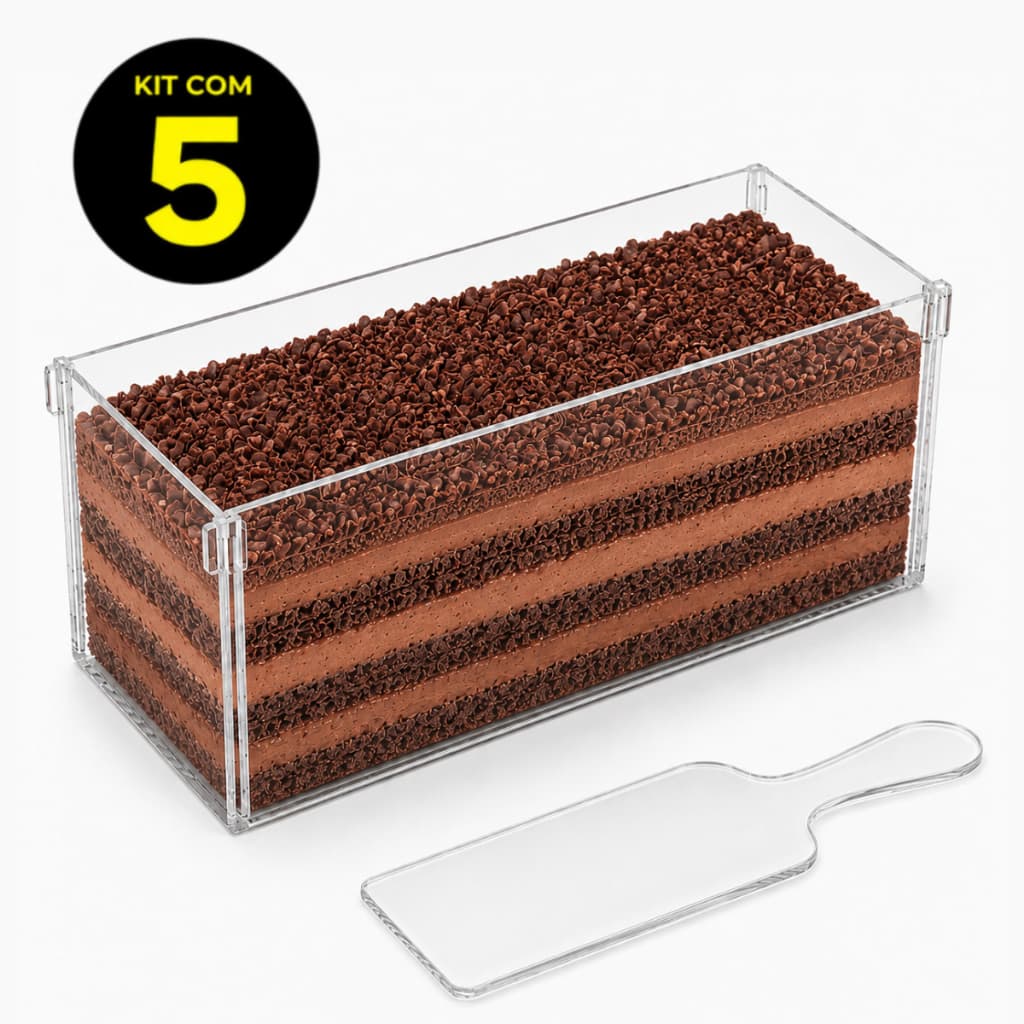 Kit 5 Forma Slice Cake Acrílico 30x10x10 Bolo Fatia Perfeita Formas Transparente Cristal