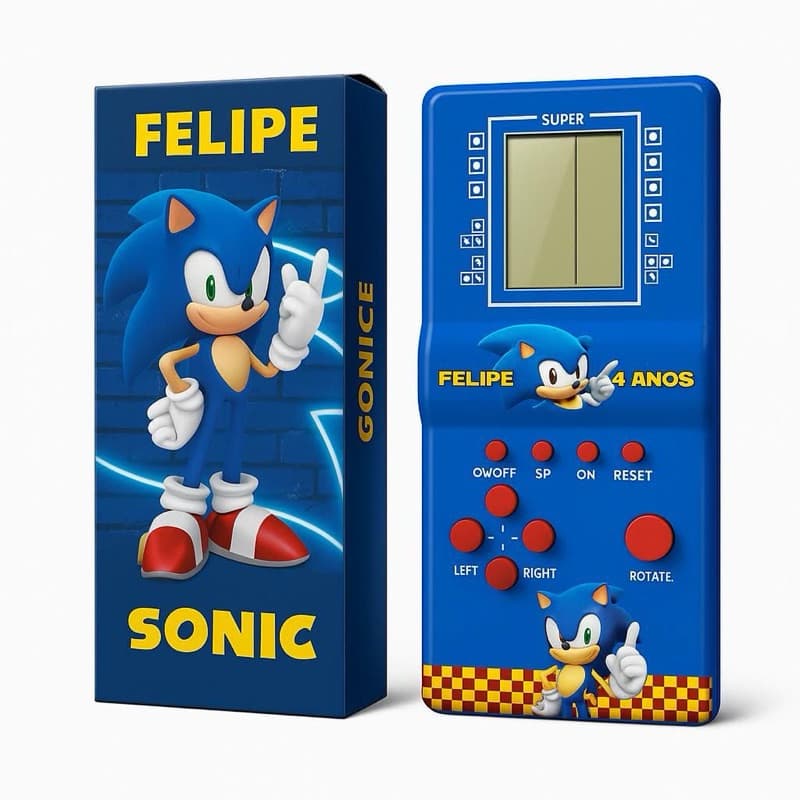 Caixa Mini Game Personalizada Sonic | Lembrancinha Festa Infantil | Papel Fotográfico 180g | Todos os Temas