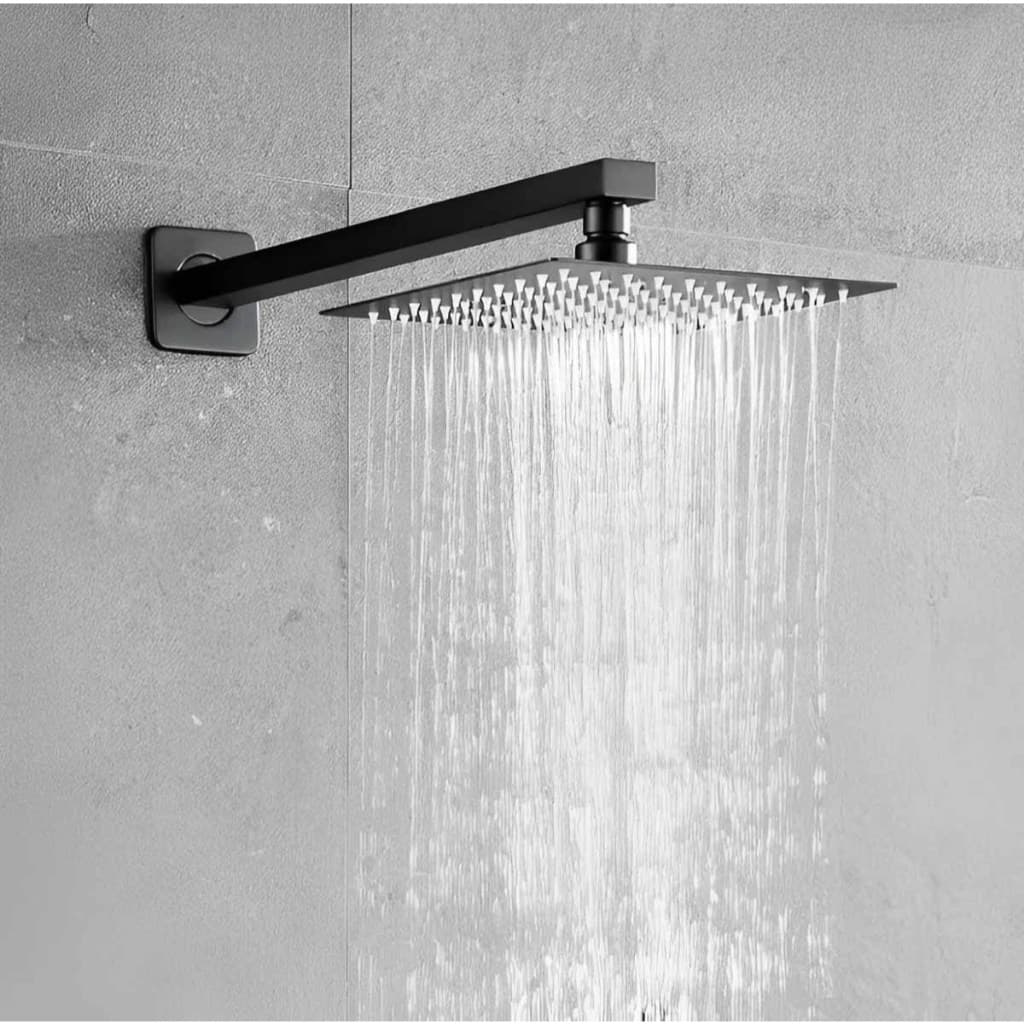Ducha Chuveiro Quadrada Preta Fosca de Parede Banho 20x20  cano não é elétrica Para aquecedor