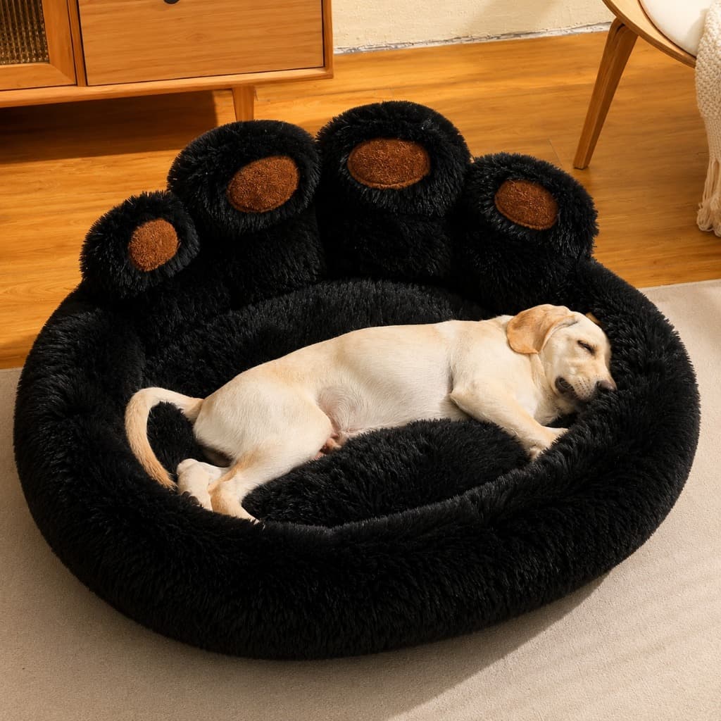 Cama Pet Nuvem Pelucia Para Cachorro Gato Super Macia Fofinha Pata De Urso Preta