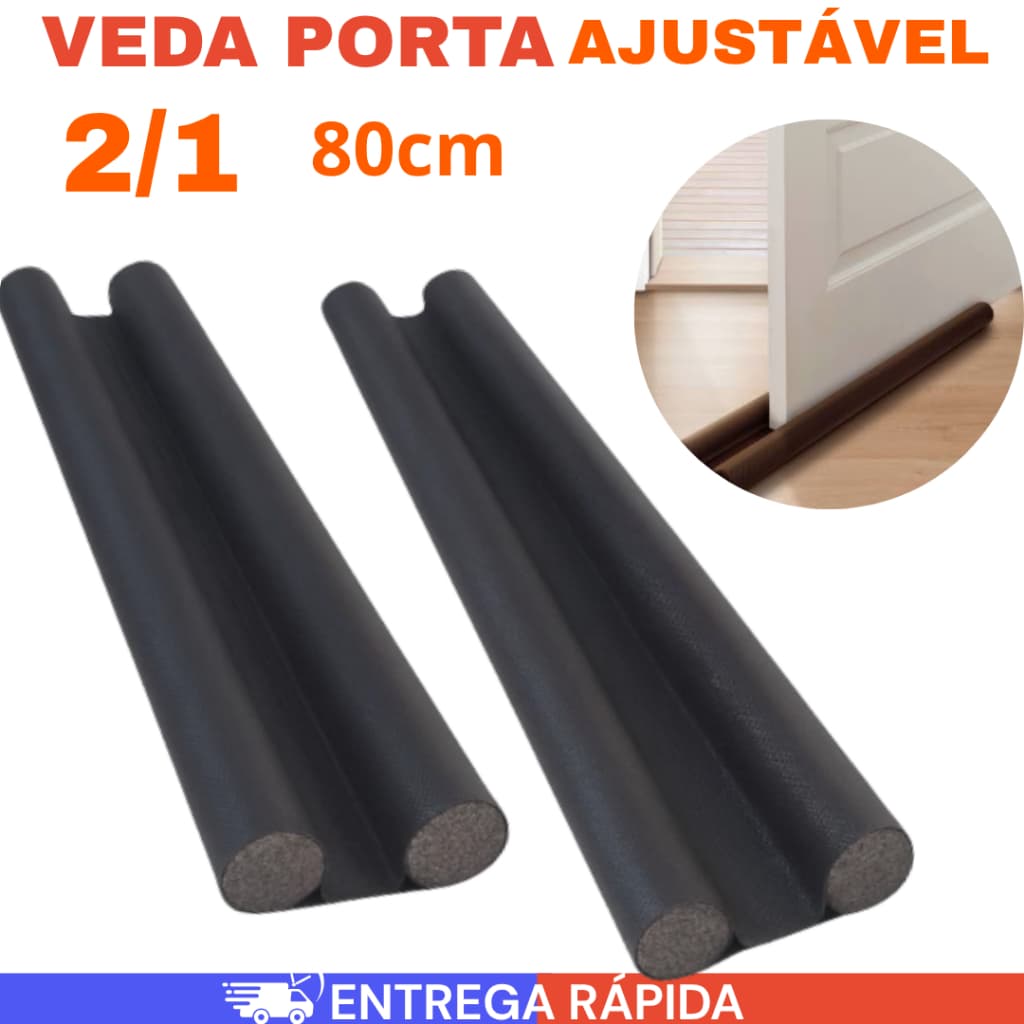 Kit 2 ou 1 Protetor de Porta Rolinho Impermeável Duplo Veda Porta Ajustavel Eficiente
