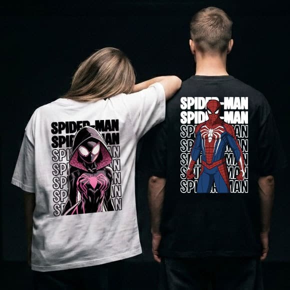 Camiseta de Casal Spider 100% Algodão envio imediato Varios tamanhos