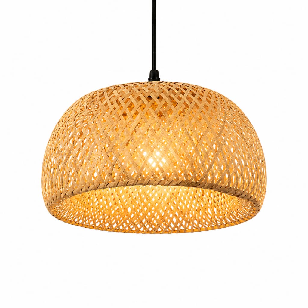 Pendente Luminária Teto Led Palha Fibra Bambu Bivolt 40cm
