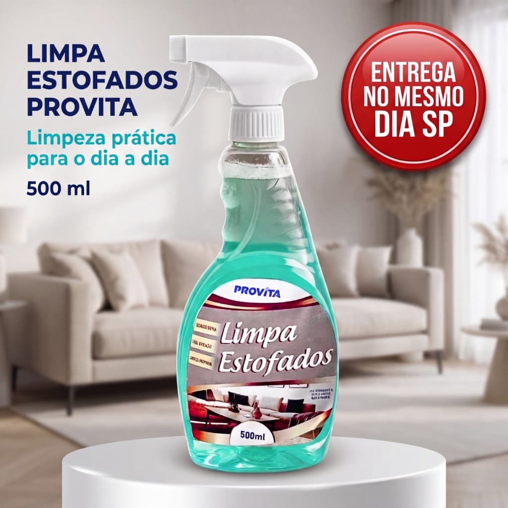 Limpa Estofados Provita 500ml Remove Manchas Difíceis e Odores sem Danificar Tecidos