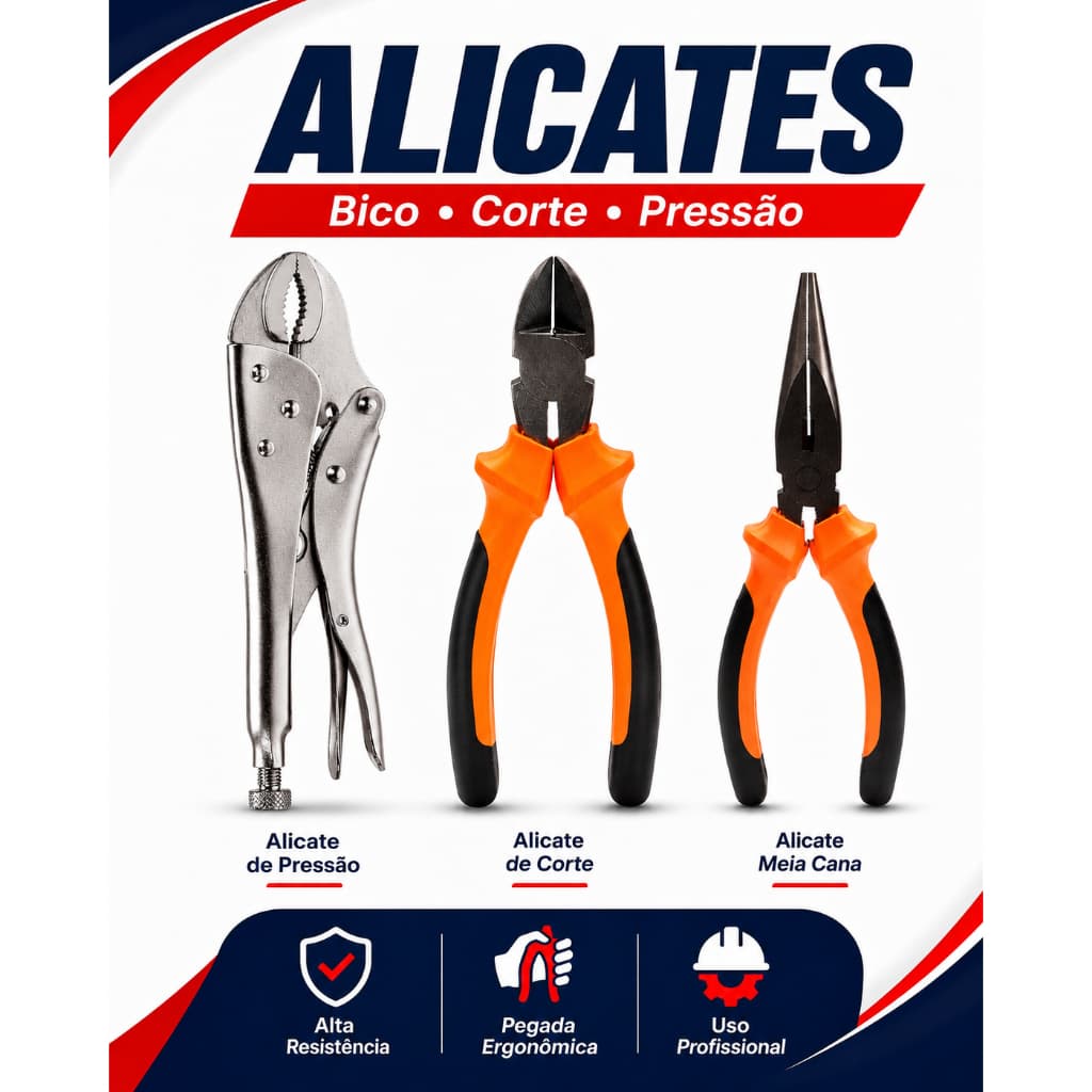 Alicate de Bico, Corte, Universal ou Pressão