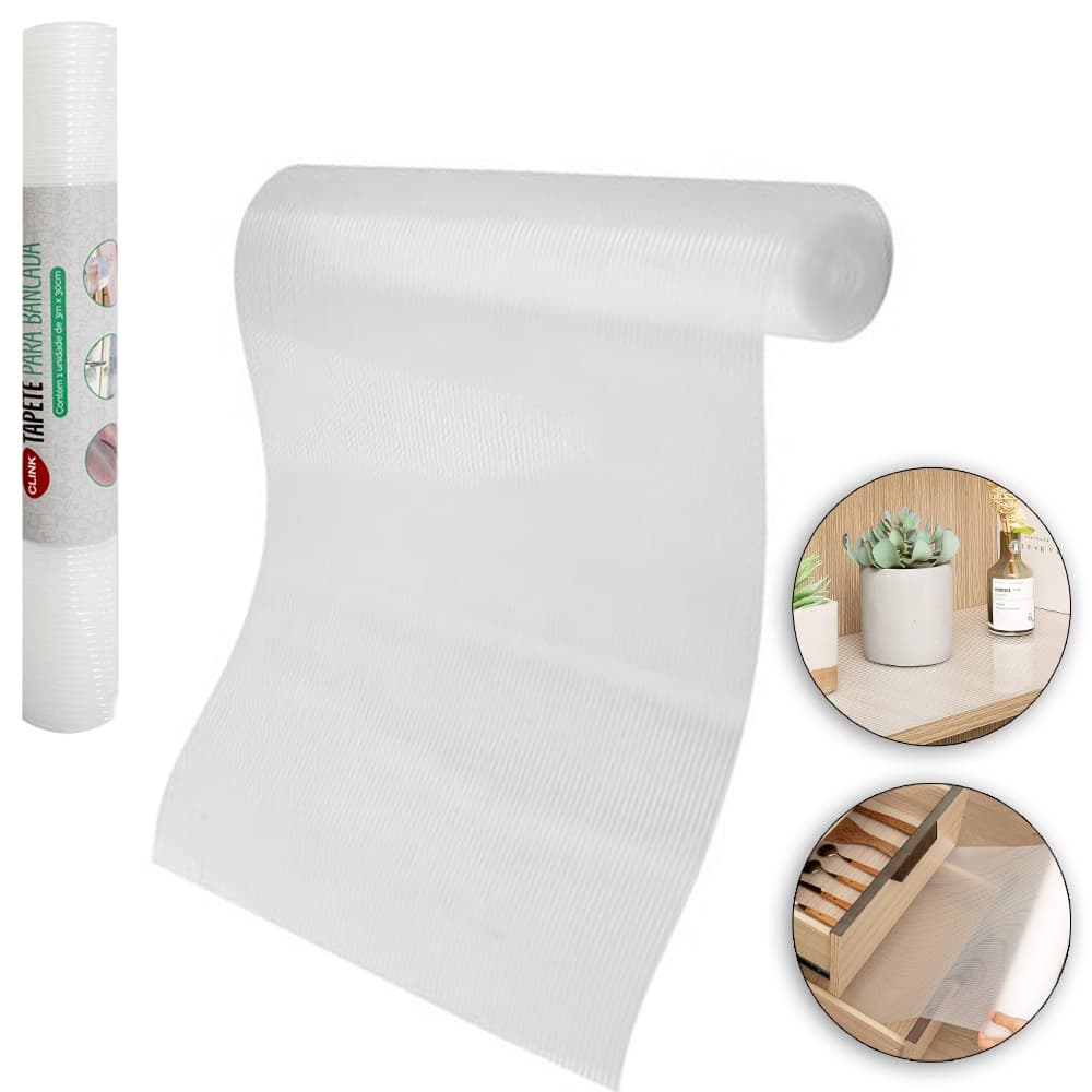 Forro Antiderrapante Multiuso para Armário, Gaveta e Bancada 30x300cm Lavável
