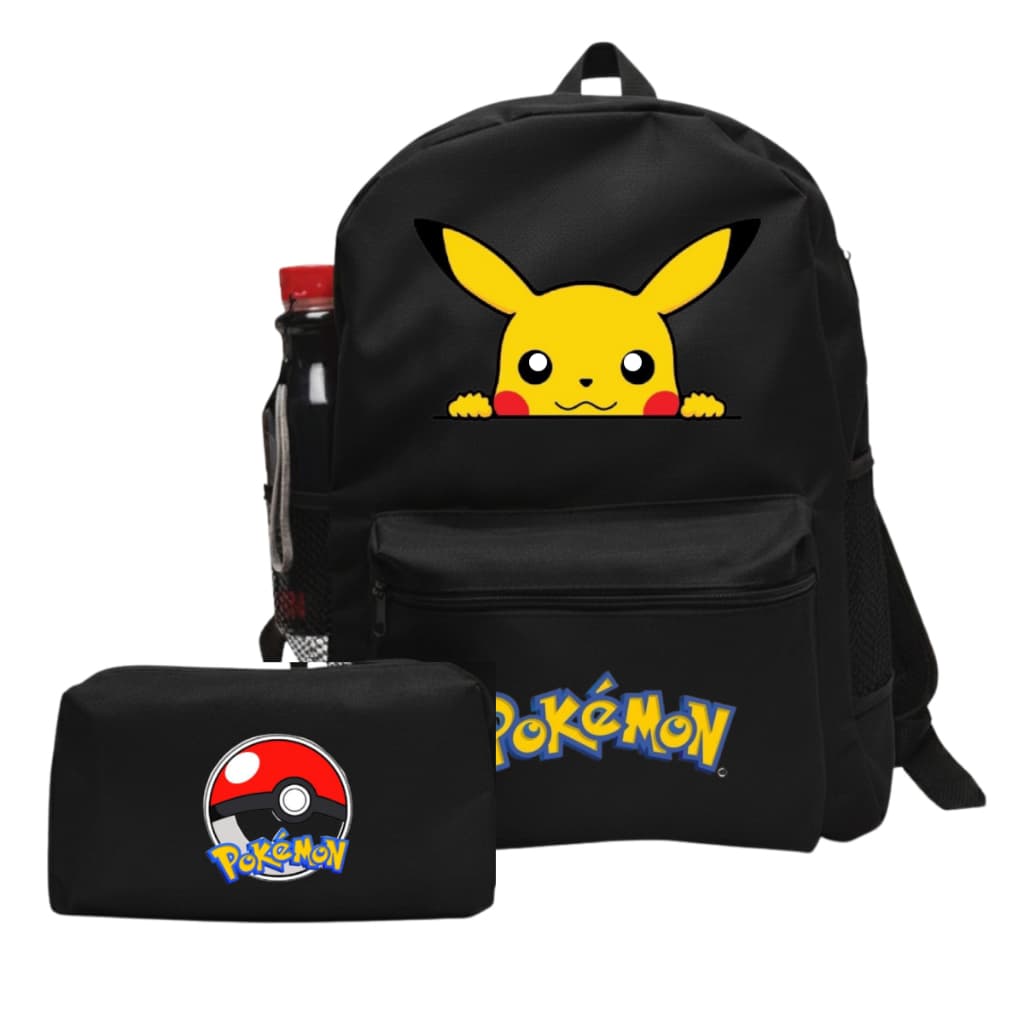 Mochila Infantil + Estojo Pokemon Escolar Casual Dia a Dia Reforçada Ideal Para Crianças Ótima Qualidade Estampada
