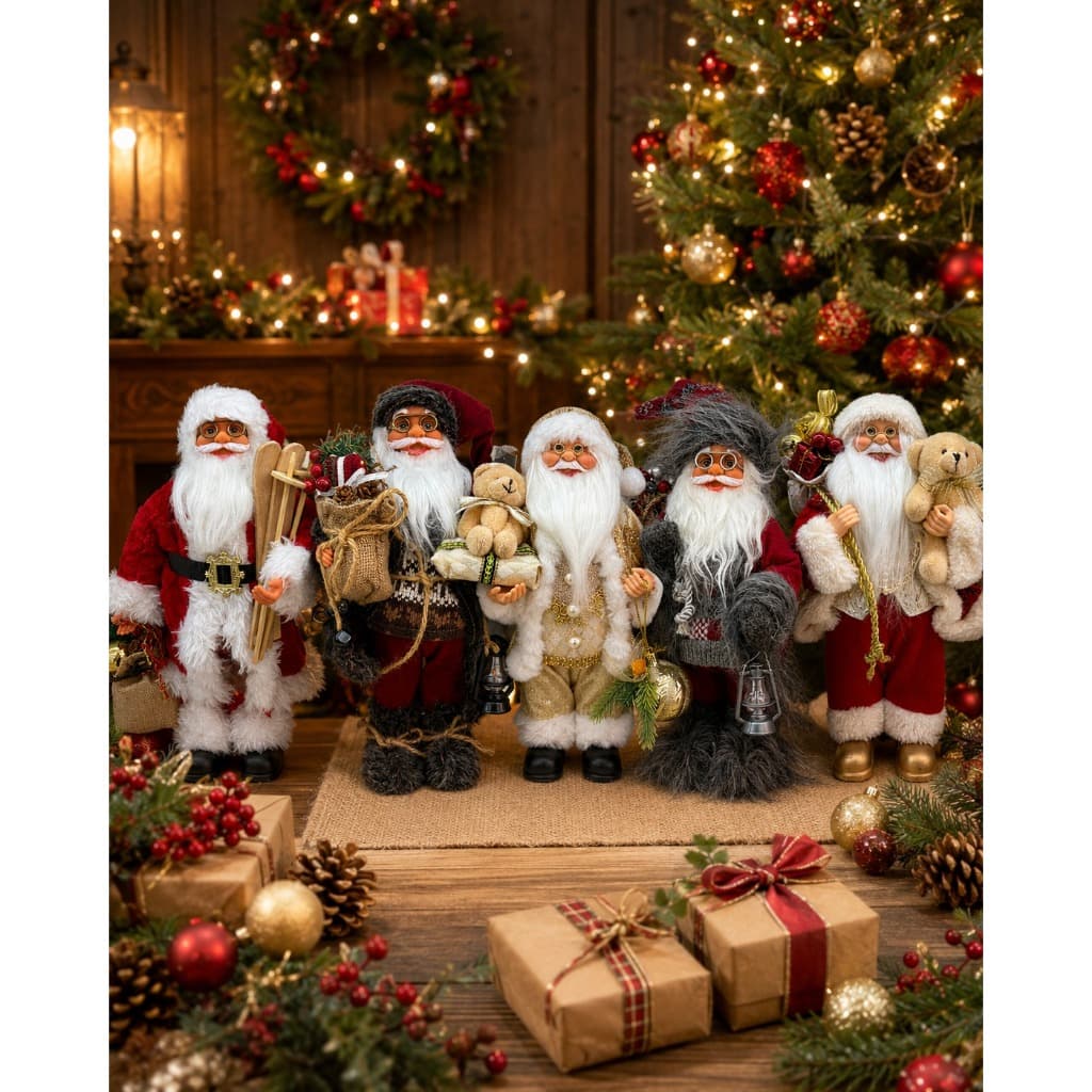 Boneco Papai Noel de Luxo 30 cm – Enfeite Natalino Decorativo com Modelos Variados
