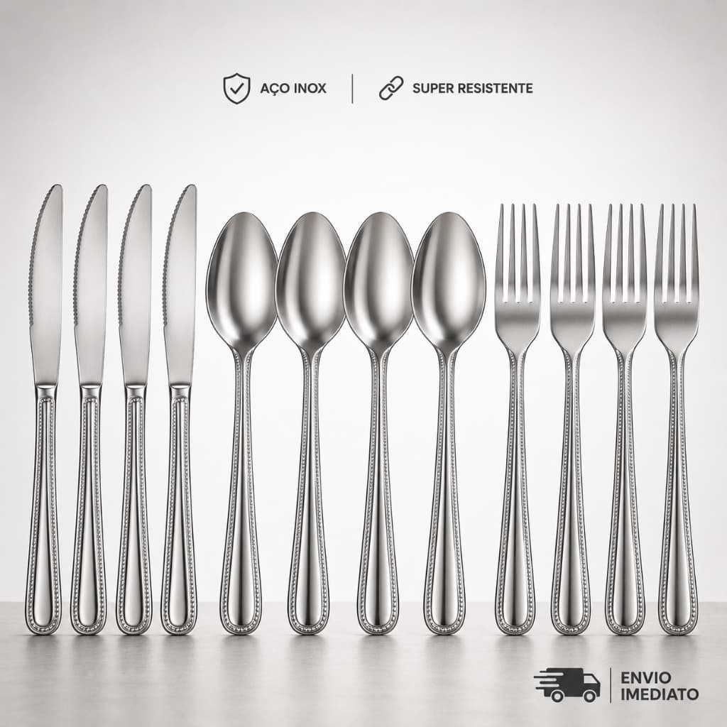 Faqueiro Jogo de Talheres 12 24 36 peças Faqueiro Aço Inox Garfo Colher Faca Mesa Kit Buffet Restaurante Premium