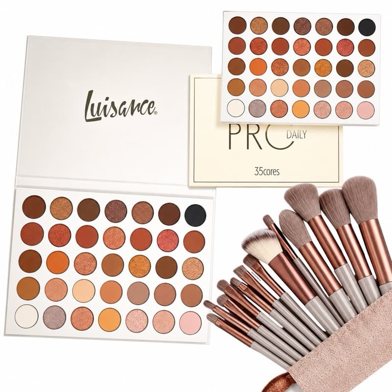 Kit Luisaance PRO Daily Paleta de Sombras 35 Cores + 13 Pincéis de Maquiagem