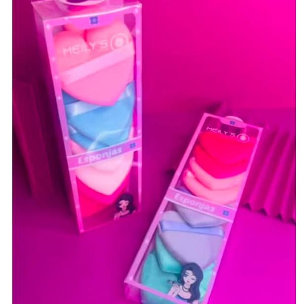 Kit de Esponjas para maquiagem em formato de coração - Meily's