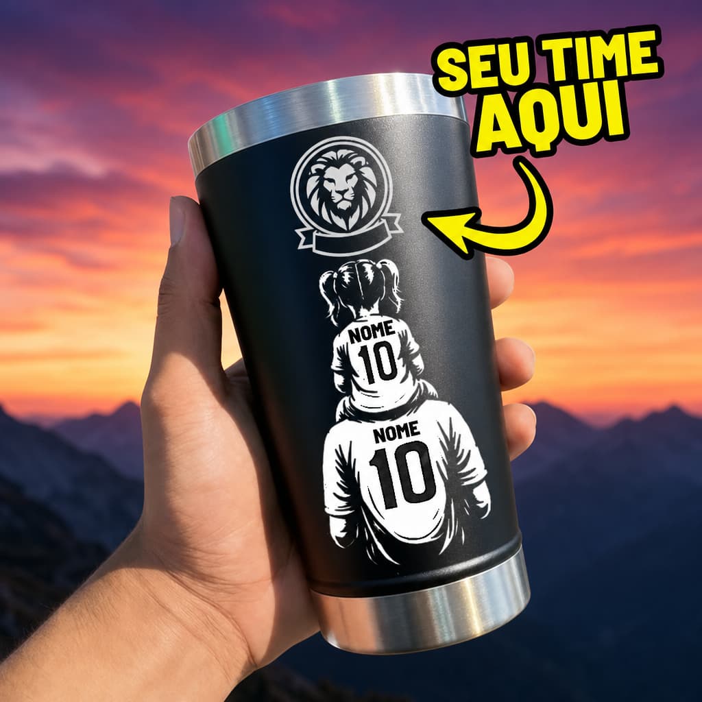Copo Térmico Personalizado Pai e Filho Torcedores time 473ML Tampa e Abridor Personalizado