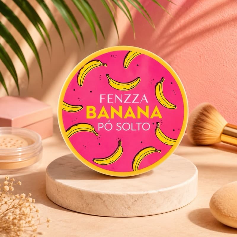 Pó Solto Banana -Fenzza, Pó Facial, Maquiagem,Selar Maquiagem,Controle de Oleosidade,Acabamento Aveludado,Makeup,Beleza