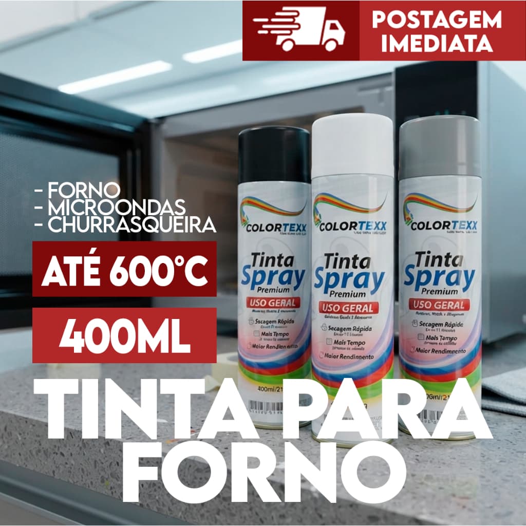 Tinta spray Externa Forno Microondas Colortex Branco aluminio churrasqueira cano quente cobertura