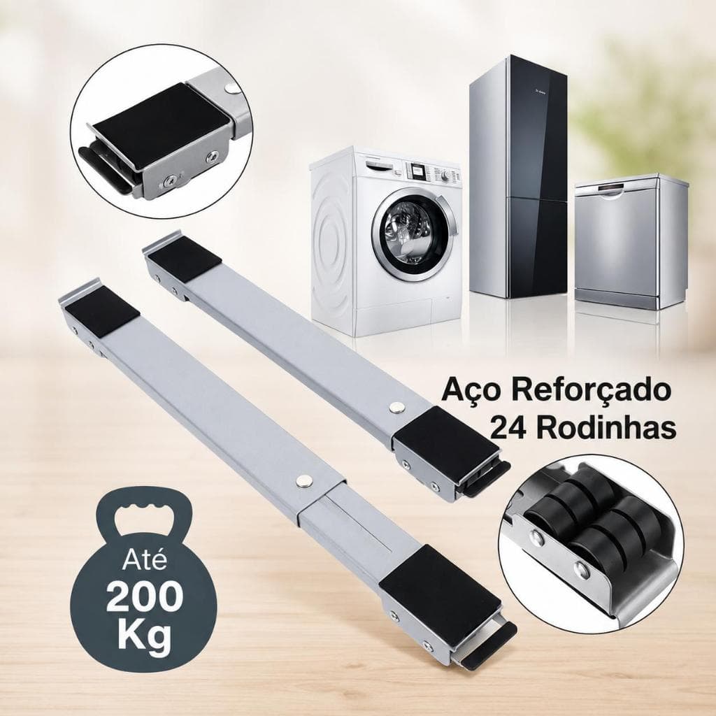 Base Móvel Para Máquina De Lavar Geladeira Suporte Universal Ajustável Com Rodinhos
