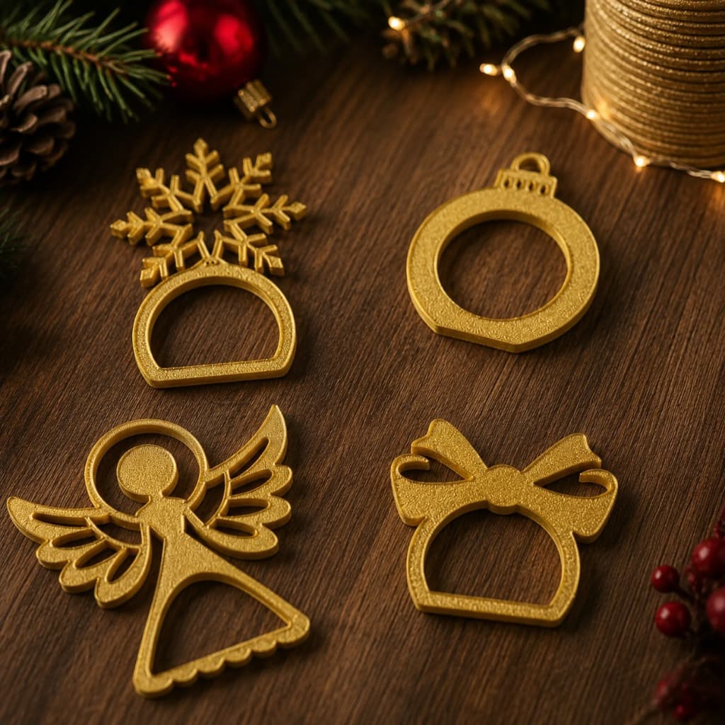 Kit Porta Guardanapo Natal 4 ou 6 Unidades Mesa Posta Natalina Decoração Dourado PLA