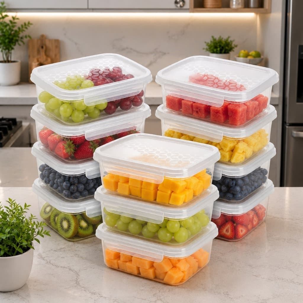 Kit até 30 Potes de Marmita Retangular Herméticos com Travas Laterais 800ml BPA FREE