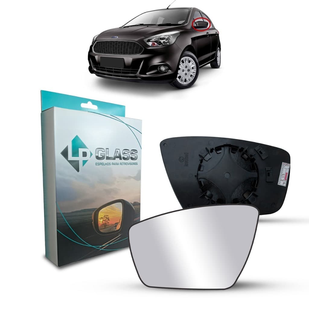 Lente Vidro Base Espelho Retrovisor Ford Ka 2015 2016 17 18 Espelho Convexo - Lado Esquerdo
