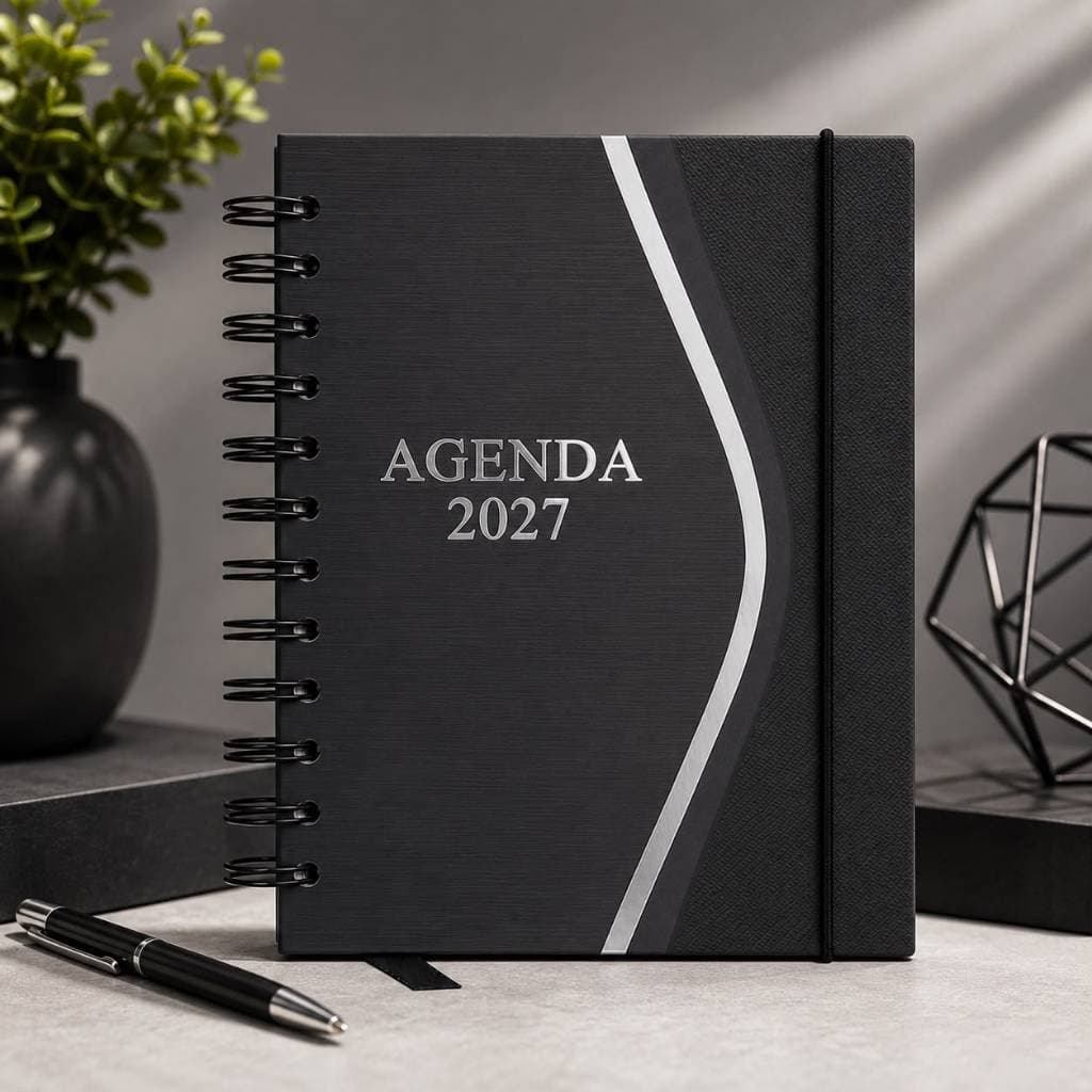 Agenda Diário 2027 Espiral Executiva 168 Folhas Capa Dura Preta