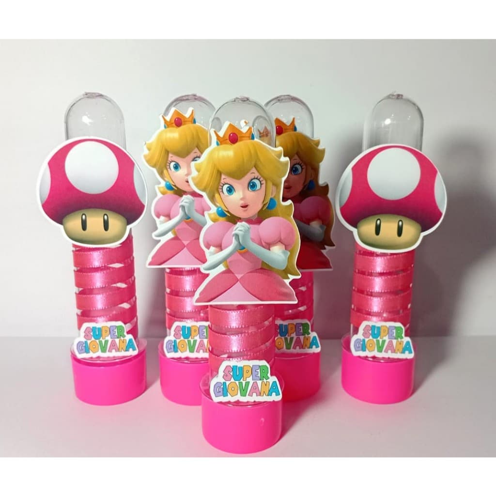Tubete Personalizado Mario/Princesa Peach e Cogumelos
