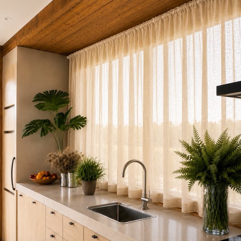 Cortina Voil Linho Flame 3,00x1,40 para Cozinha Sem ilhós