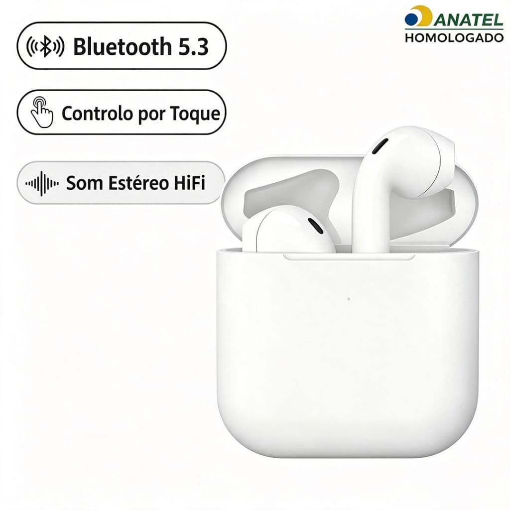 Fone Sem Fio Bluetooth 5.3 Semi In-ear, Graves Potentes para Estudos e Lazer Diário
