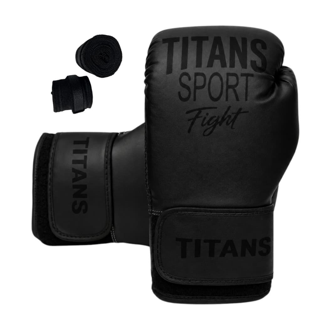 Kit Luva de Boxe + Bandagem Muay Thai Kickboxing Profissional Titans Sport Fight Boxing Adulto Infantil