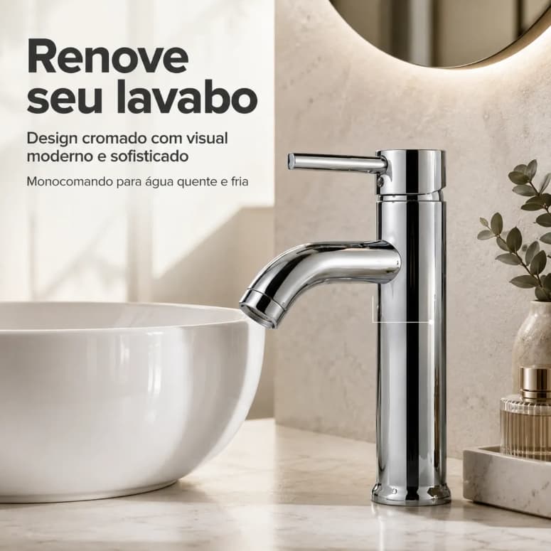 Torneira Gourmet Bica Bancada Banheiro Inox Lavabo Premium