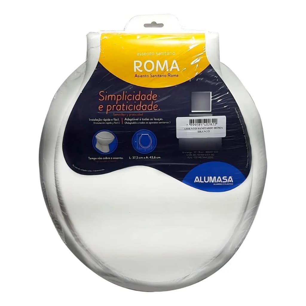 Assento Sanitário Oval Alumasa Universal Branco Tampa Privada 43x37 cm