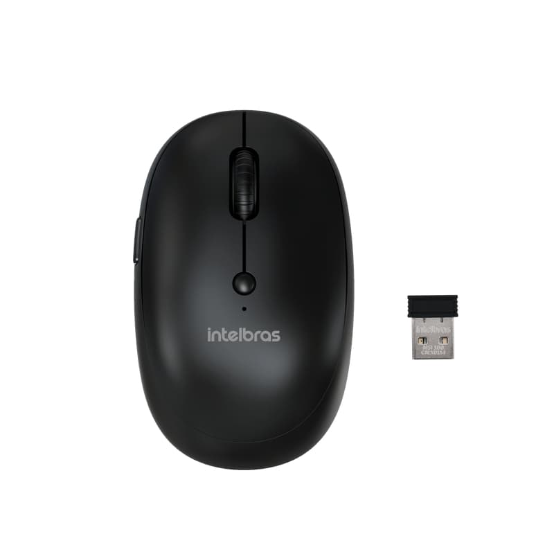 Mouse sem Fio Intelbras MSI100 2400 DPI 5 Botões Ambidestro USB 2.4GHz Plug & Play Clique Silencioso