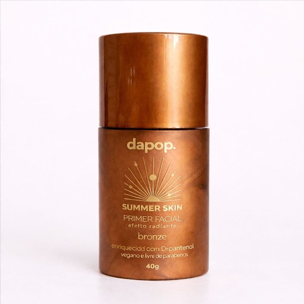 Primer Facial Dapop Summer Skin Bronze Efeito Radiante Vegano com D-Pantenol 40g Bico Aplicador