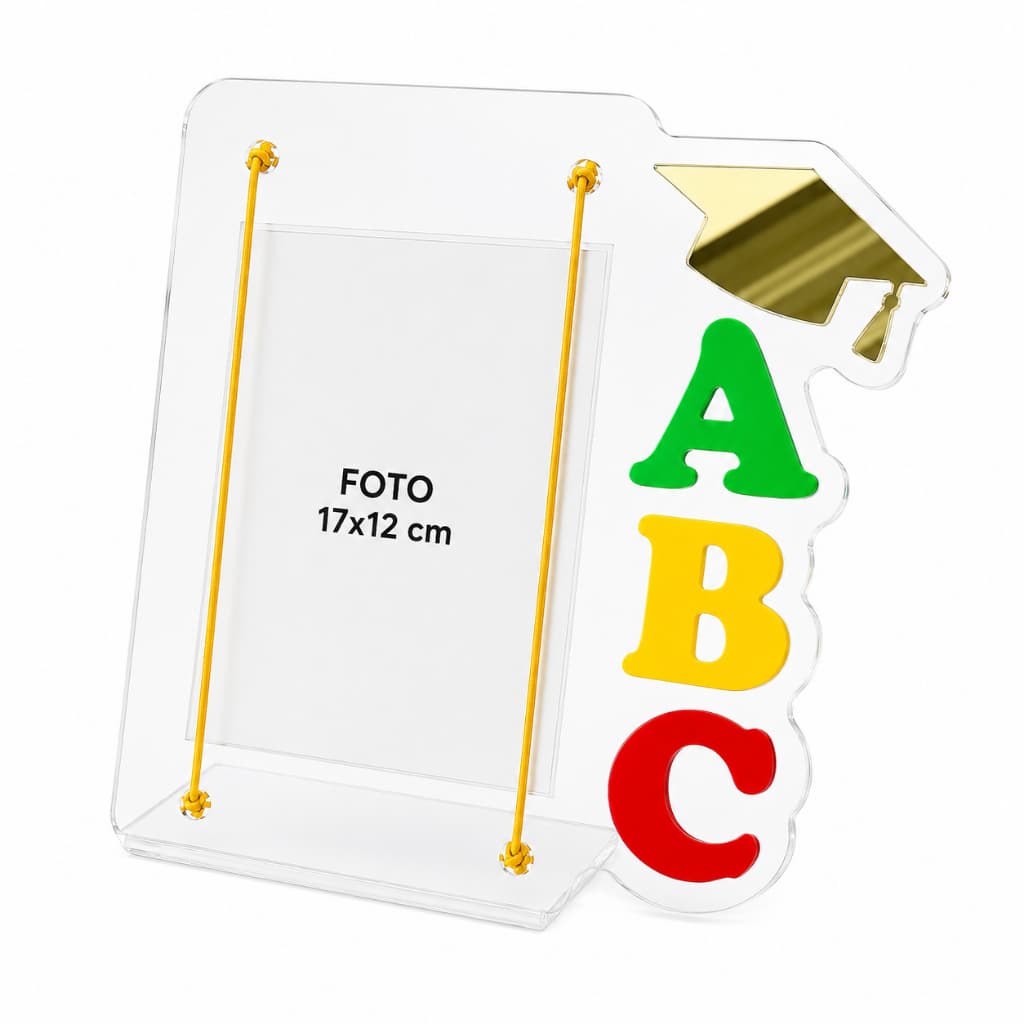 Porta Retrato Formatura ABC Infantil Acrílico Para Foto 17x12 Lembrança Escolar Educação Infantil
