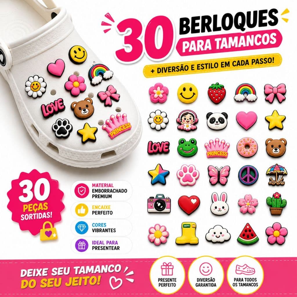 30 berloques pingentes croccs babuche