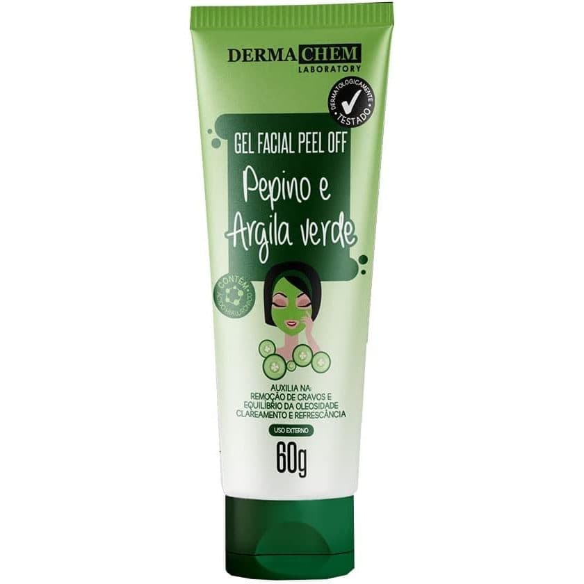 Gel Facial Peel Off Dermachem Pepino Argila Verde 60g Máscara Facial Removedora de Cravos Controle da Oleosidade
