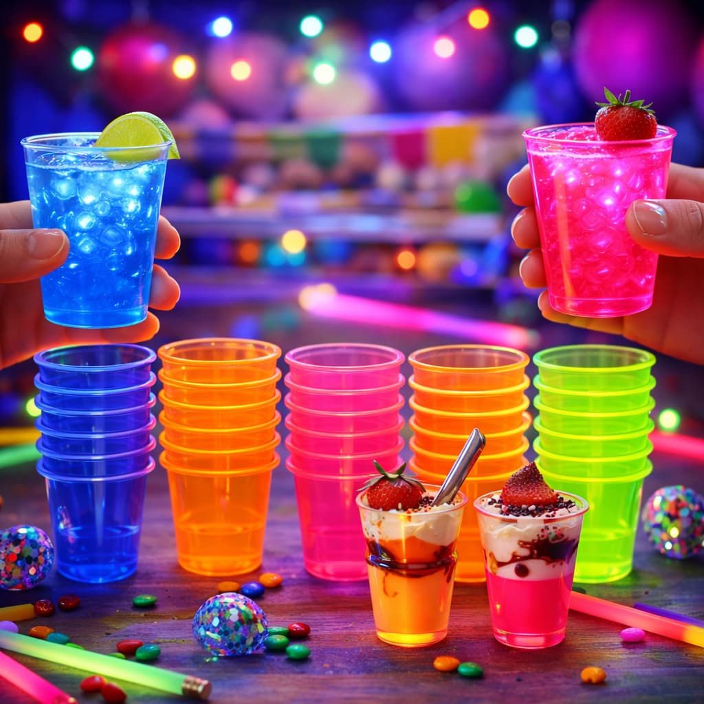 Copo Descartável Bio Crystal 30ml Neon Colorido para Dose Shot Drinks Festa