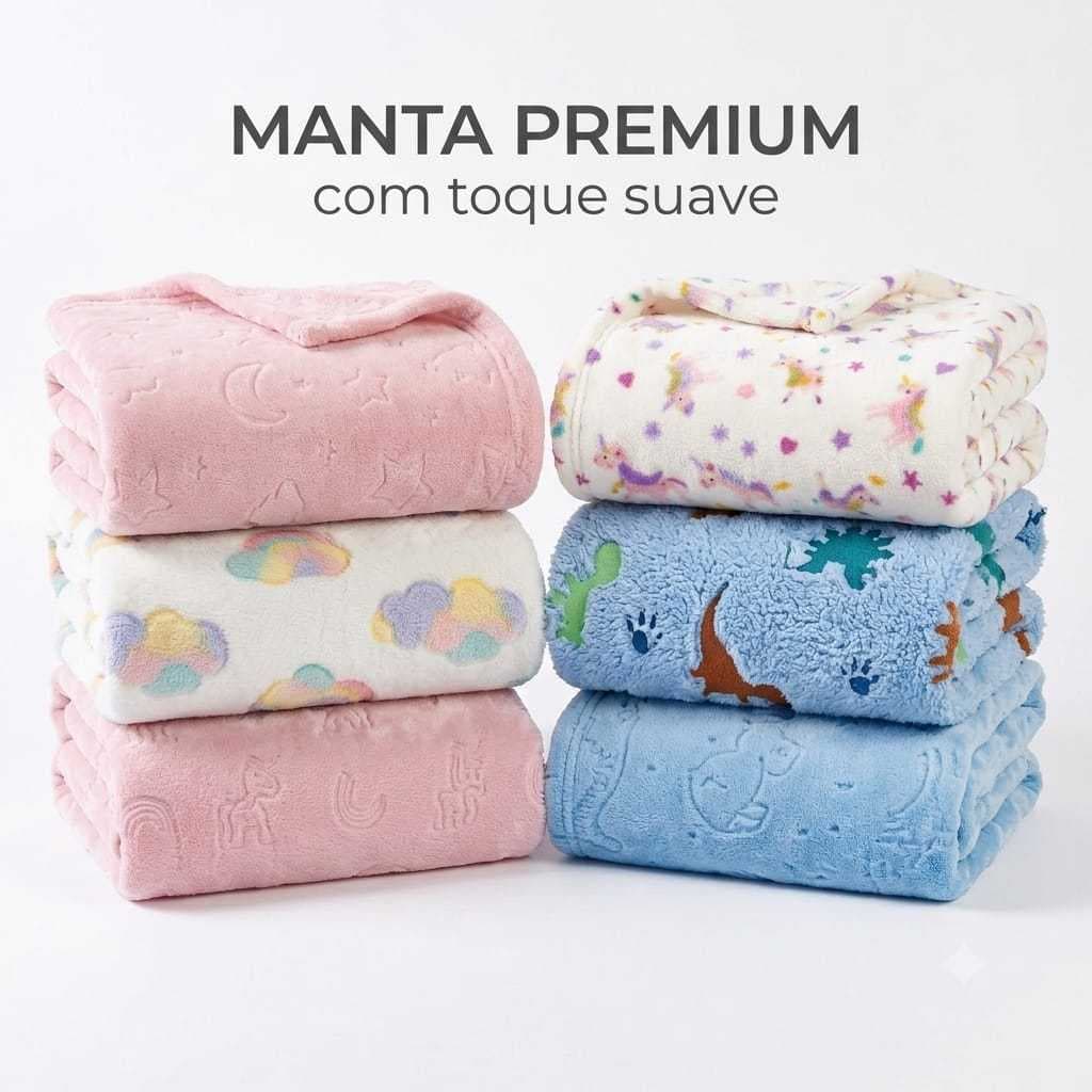 Manta Cobertor Bebê Infantil Microfibra Antialérgica Estampada Relevo