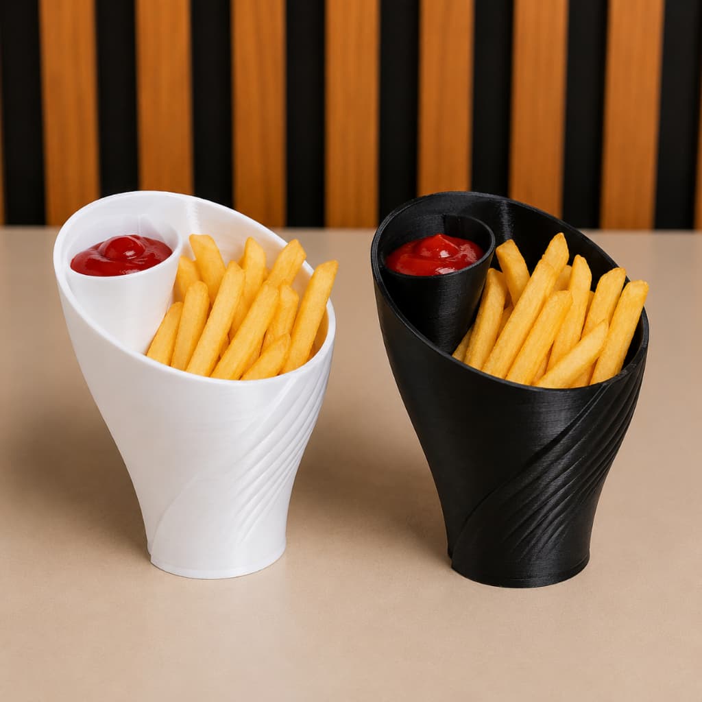 Copo Porta Batata Frita com Molho Suporte para Salgados Nuggets Doritos Petiscos Organizador de Mesa