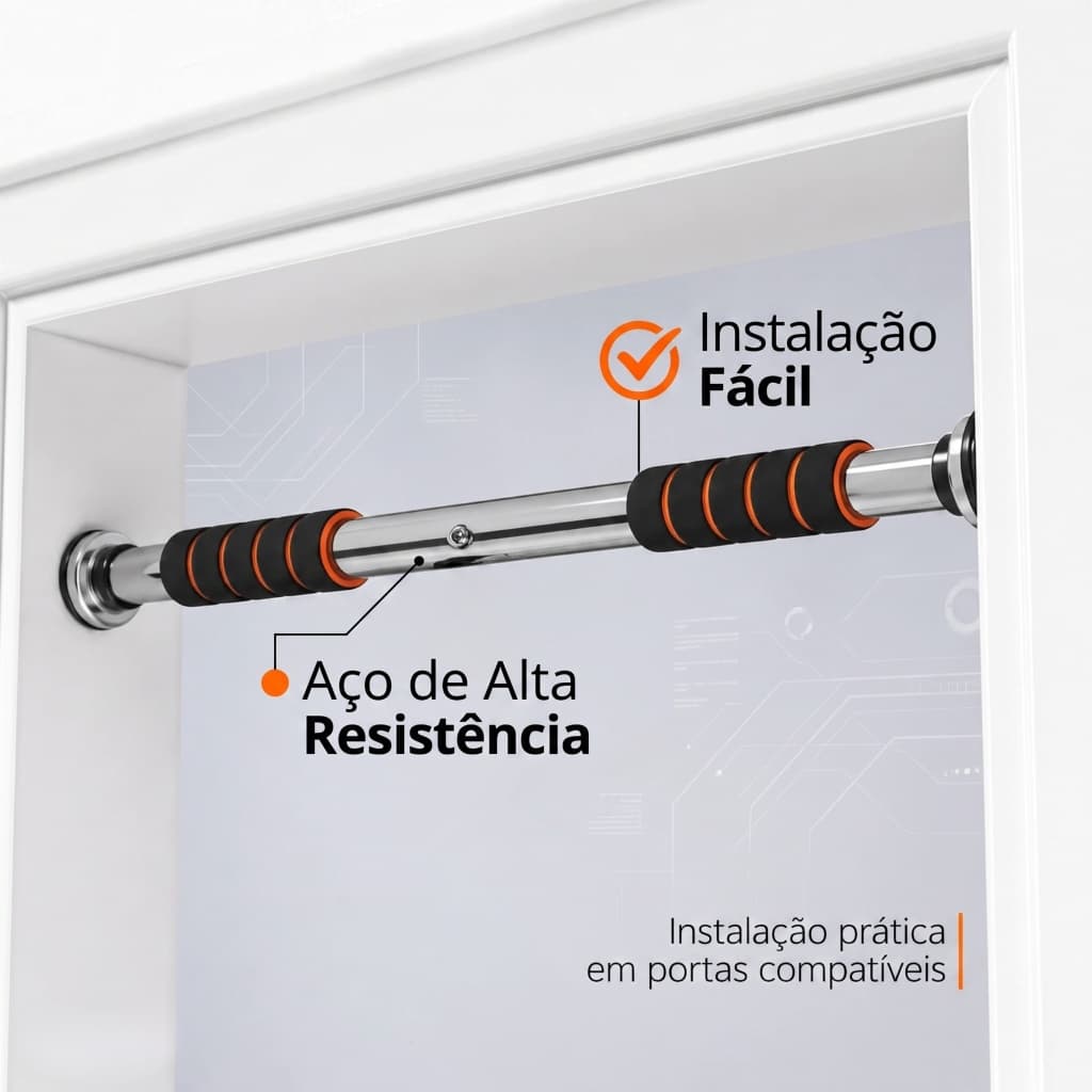 Barra de porta ajustável de 60 a 100 cm para exercícios calistenia crossfit musculação e fitness