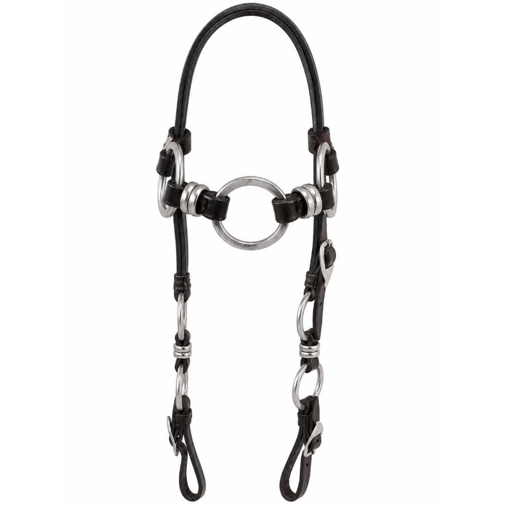 Cabeçada Para Cavalo Couro Legítimo 3 Argolas Inox Luxo