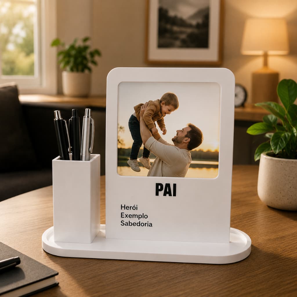 Porta Retrato Pai Herói Com Porta Lápis Presente Útil Criativo Para Escritório Mesa