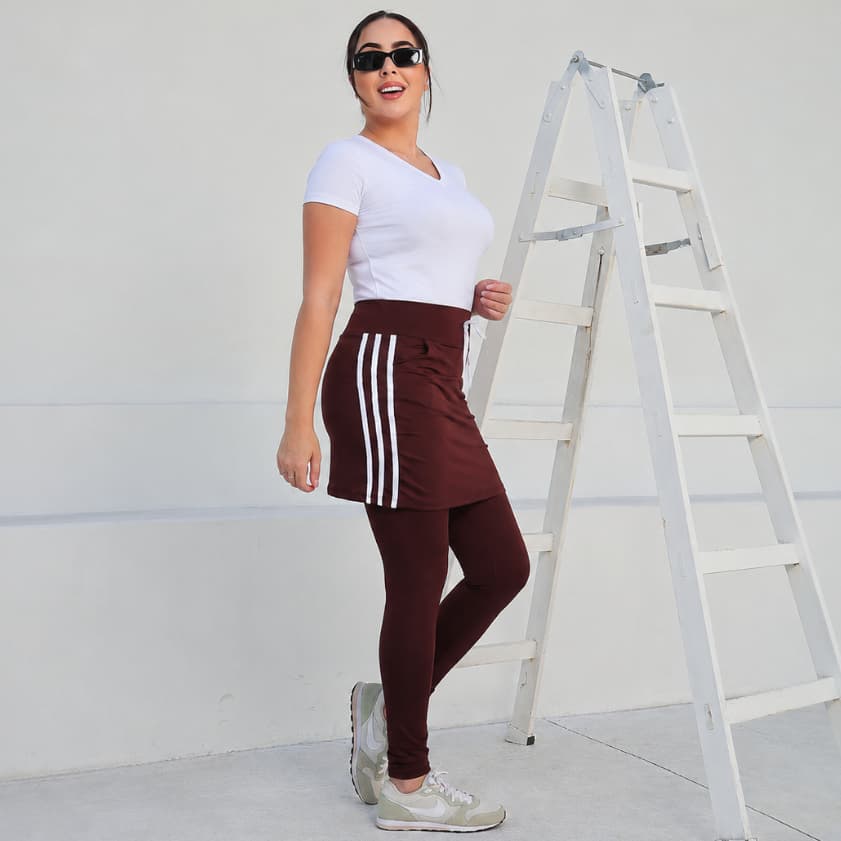 Conjunto Feminino Micarla Legging com Saia Moda Fitness Modesta Evangélica