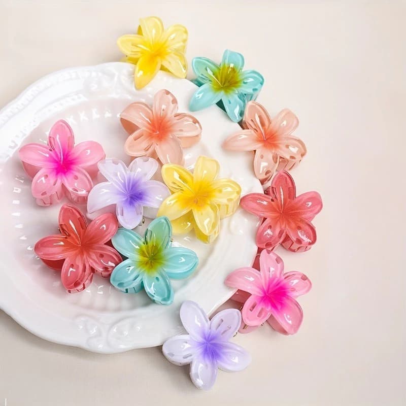 Frangipani Garra Clipe Elegante Flor Tubarão Barrette Forte Segurar Rabo De Cavalo Acessório Para Mulheres Primavera