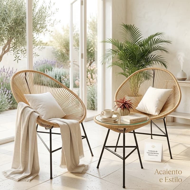 Par de Cadeira Acapulco + Mesa Centro - Varanda Jardim - Transforma seu Espaço em um Refúgio de Tranquilidade e Conforto
