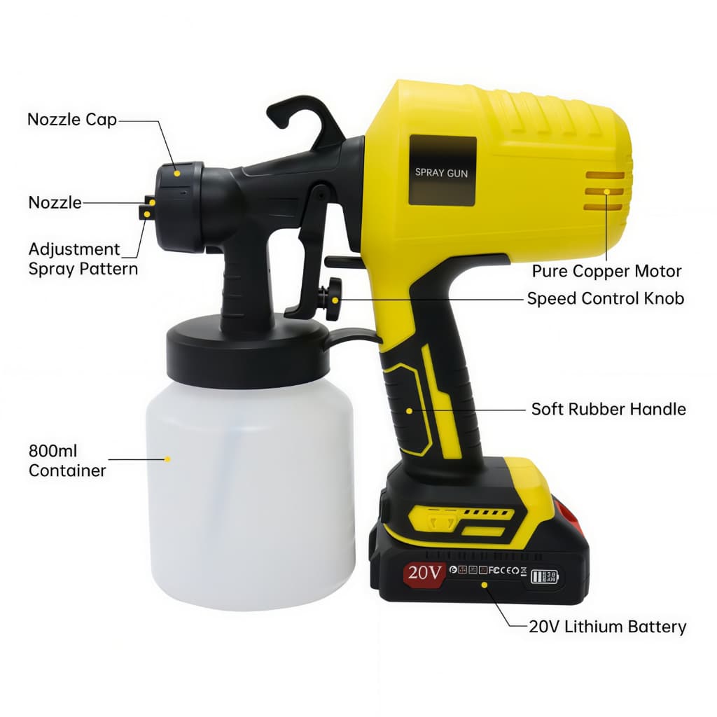 Pistola de Pintura Spray Elétrica 110V Pulverizador Profissional com Bico Regulável para Tintas -J4