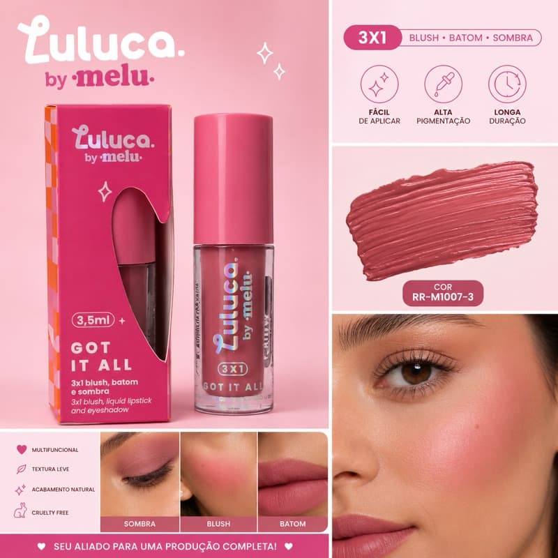 Batom, Blush e Sombra - Ruby Rose RR-M1007