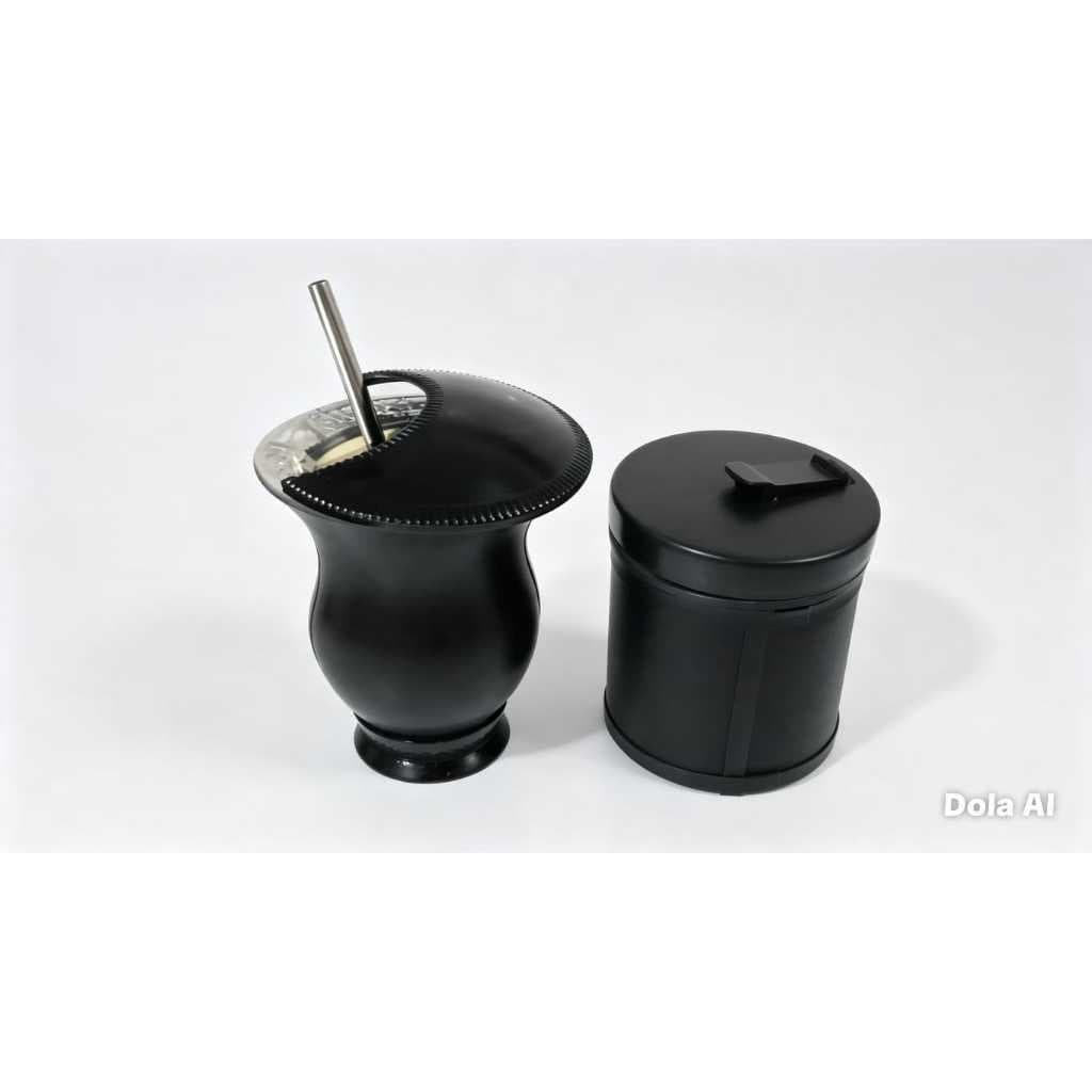 kit chimarrão 4 peças - estilo luxo preta como fotos