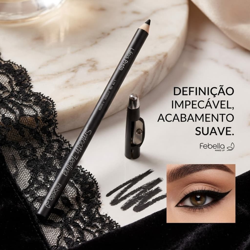 Lapis de Olhos Sobrancelha Universal Febella Com Apontador Lápis para Delinear